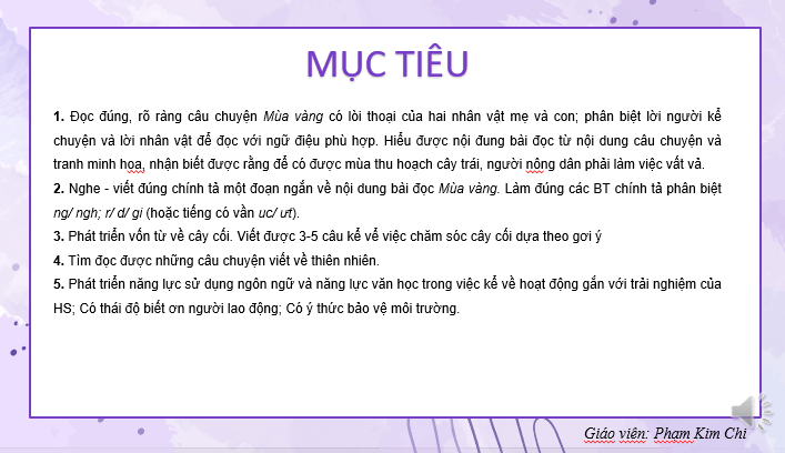 Giáo án điện tử Mùa vàng lớp 2 | PPT Tiếng Việt lớp 2 Kết nối tri thức