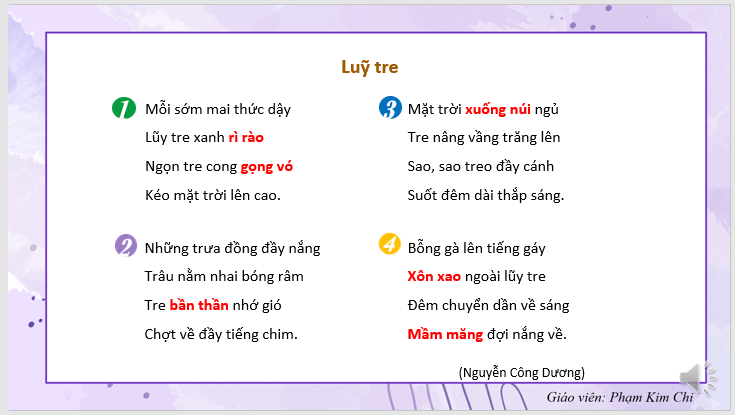 Giáo án điện tử Lũy tre lớp 2 | PPT Tiếng Việt lớp 2 Kết nối tri thức