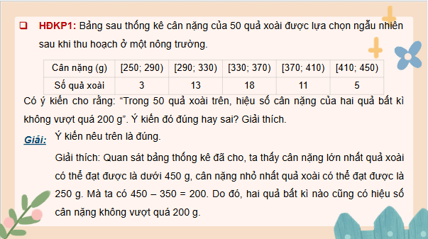 Giáo án điện tử Toán 12 Bài 1: Khoảng biến thiên và khoảng tứ phân vị của mẫu số liệu ghép nhóm | PPT Toán 12 Chân trời sáng tạo