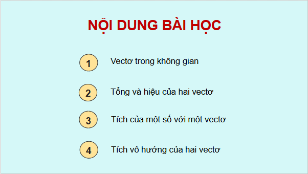 Giáo án điện tử Toán 12 Bài 1: Vectơ và các phép toán trong không gian | PPT Toán 12 Chân trời sáng tạo