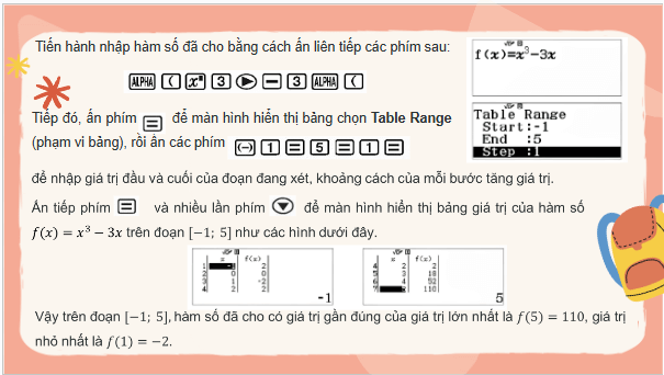 Giáo án điện tử Toán 12 Bài 2: Tìm giá trị lớn nhất và giá trị nhỏ nhất của hàm số bằng máy tính cầm tay | PPT Toán 12 Chân trời sáng tạo