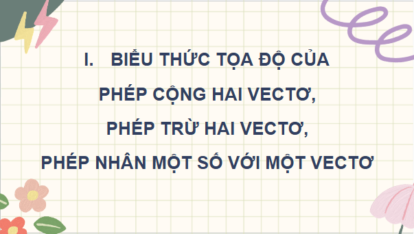 Giáo án điện tử Toán 12 Bài 3: Biểu thức toạ độ của các phép toán vectơ | PPT Toán 12