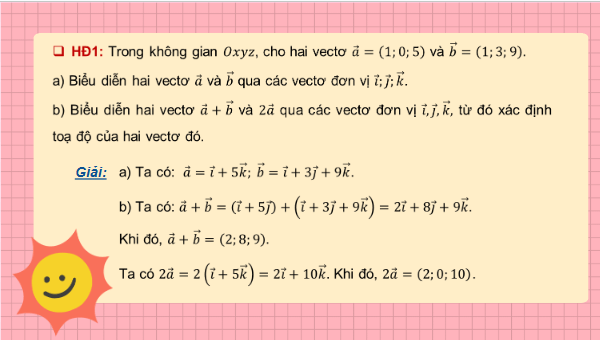 Giáo án điện tử Toán 12 Bài 8: Biểu thức toạ độ của các phép toán vectơ | PPT Toán 12 Kết nối tri thức