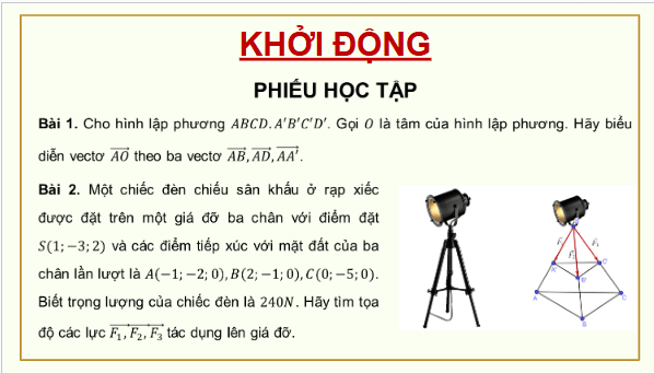 Giáo án điện tử Toán 12 Kết nối Vẽ vectơ tổng của ba vectơ trong không gian bằng phần mềm GeoGebra | PPT Toán 12 Kết nối tri thức