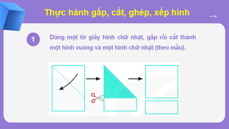 Giáo án điện tử Toán lớp 2 Bài 27: Thực hành gấp, cắt, ghép, xếp hình. Vẽ đoạn thẳng | PPT Toán lớp 2 Kết nối tri thức