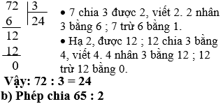 Giáo án Toán lớp 3 bài Chia số có hai chữ số cho số có một chữ số mới, chuẩn nhất