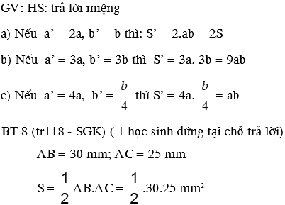 Giáo án Toán 8 Bài 2: Diện tích hình chữ nhật mới nhất