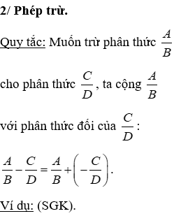 Giáo án Toán 8 Bài 6: Phép trừ các phân thức đại số mới nhất