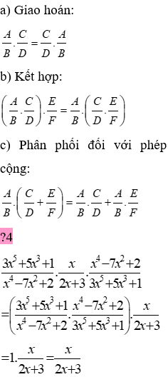 Giáo án Toán 8 Bài 7: Phép nhân các phân thức đại số mới nhất