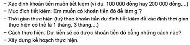 Em hãy lập kế hoạch thực hiện mục tiêu tiết kiệm một khoản tiền trong một thời gian