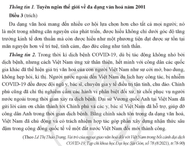 Từ thông tin 2 theo em việc tôn trọng sự đa dạng các dân tộc và các nền văn hóa