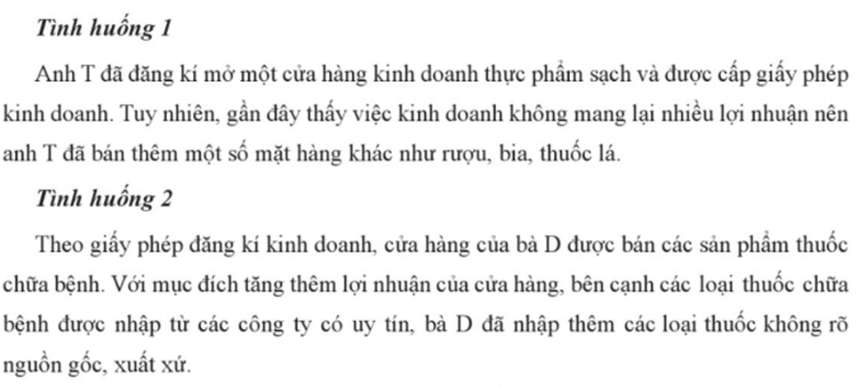 Em hãy nhận xét hành vi của mỗi chủ thể trong các tình huống trên