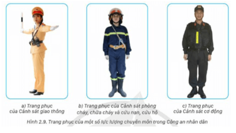 Em hãy mô tả trang phục thường dùng của một số lực lượng chuyên môn