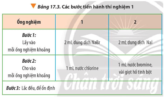 Tiến hành thí nghiệm 1, quan sát và ghi nhận hiện tượng