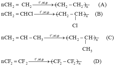 Cho các đoạn mạch polymer như ở dưới đây Viết phương trình hoá học tổng hợp các polymer ấy từ các alkene