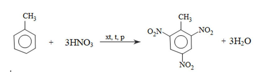 2,4,6-trinitrotoluene dùng để sản xuất thuốc nổ TNT Viết phương trình hoá học của phản ứng điều chế 2,4,6-trinitrotoluene