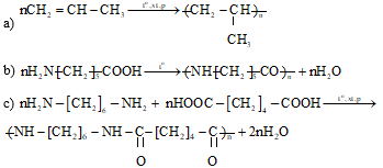 Viết phương trình hoá học của phản ứng điều chế polymer từ các monomer sau