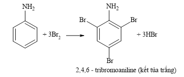 Phản ứng của aniline với nước bromine trang 39 Hóa học 12