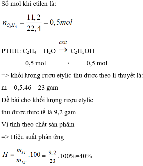 Trắc nghiệm Hóa học 9 Bài 44 (có đáp án): Rượu etylic (phần 2)