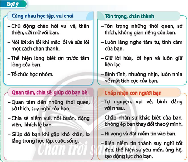 Thực hiện những việc làm góp phần giữ gìn, phát huy tình bạn