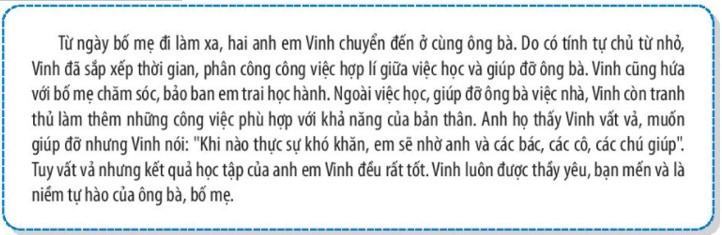 Thảo luận để xác định những việc làm thể hiện sự tự chủ trong tình huống sau