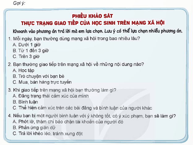 HĐTN 9 Bài 2: Khảo sát thực trạng giao tiếp của học sinh trên mạng xã hội | Kết nối tri thức | Giải Hoạt động trải nghiệm 9