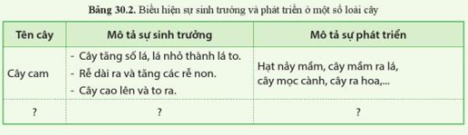 Quan sát sự sinh trưởng và phát triển của một số loài cây có ở địa phương em