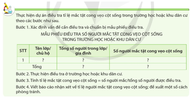 Thực hiện dự án điều tra tỉ lệ người bị bệnh huyết áp cao ở địa phương em theo các bước điều tra ở bài 28