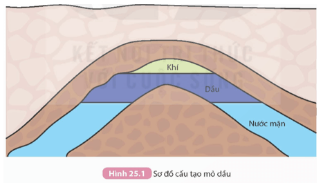 Quan sát sơ đồ trên Hình 25.1 và trình bày cấu tạo của mỏ dầu