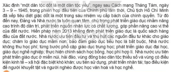 Em hãy nêu ví dụ về việc thực hiện tốt quy định của Hiến pháp năm 2013 về giáo dục