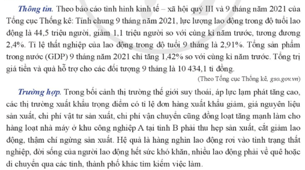 Từ trường hợp trên, theo em thất nghiệp gây ảnh hưởng gì về mặt xã hội