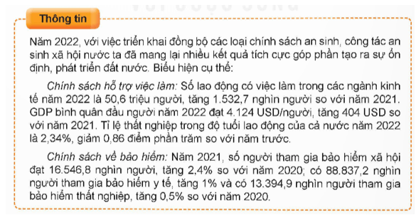 Qua các thông tin trên, em hãy nhận xét kết quả của việc thực hiện các chính sách an sinh