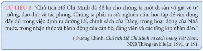 Khai thác thông tin và Tư liệu 2 trong mục hãy nêu những dấu ấn của Chủ tịch Hồ Chí Minh