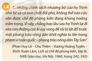 Khai thác tư liệu 7.4 và thông tin trong bài em hãy cho biết phong trào nông dân Đàng Ngoài