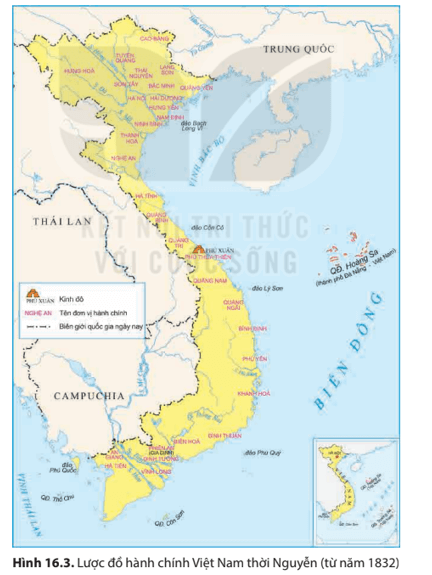 Khai thác lược đồ hình 163, em có nhận xét gì về đơn vị hành chính thời Nguyễn?