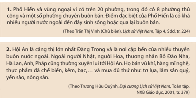 Khai thác tư liệu 1, 2 và thông tin trong mục, hãy nêu những nét chính về tình hình thương nghiệp