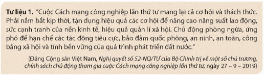 Khai thác tư liệu 1 và thông tin trong bài để làm rõ ảnh hưởng tích cực của cuộc cách mạng