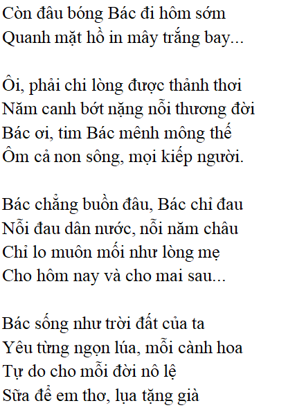 Bài thơ Bác ơi (Tố Hữu) - Ngữ văn lớp 12