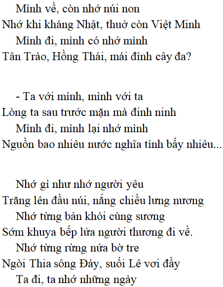 Bài thơ Việt Bắc - Ngữ văn lớp 12