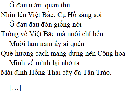 Bài thơ Việt Bắc - Ngữ văn lớp 12