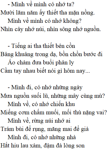 Bài thơ Việt Bắc - Ngữ văn lớp 12