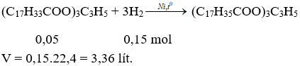 (C<sub>17</sub>H<sub>33</sub>COO)<sub>3</sub>C<sub>3</sub>H<sub>5</sub> + 3H<sub>2</sub> → (C<sub>17</sub>H<sub>35</sub>COO)<sub>3</sub>C<sub>3</sub>H<sub>5</sub> | Cân bằng phương trình hóa học