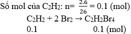 C<sub>2</sub>H<sub>2</sub> + 2Br<sub>2</sub>  → C<sub>2</sub>H<sub>2</sub>Br<sub>4</sub> | Cân bằng phương trình hóa học