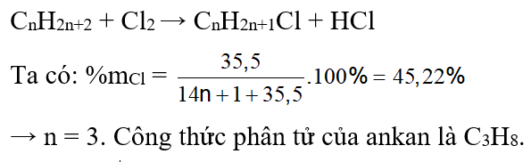 C<sub>3</sub>H<sub>8</sub> + Cl<sub>2</sub> → C<sub>3</sub>H<sub>7</sub>Cl + HCl | Cân bằng phương trình hóa học