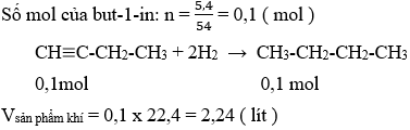 CH≡C-CH<sub>2</sub>-CH<sub>3</sub> + 2H<sub>2</sub> → CH<sub>3</sub>-CH<sub>2</sub>-CH<sub>2</sub>-CH<sub>3</sub> | Cân bằng phương trình hóa học