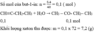 CH≡C-CH<sub>2</sub>-CH<sub>3</sub> + H<sub>2</sub>O → CH<sub>3</sub>–CO-CH<sub>2</sub>– CH<sub>3</sub> | Cân bằng phương trình hóa học