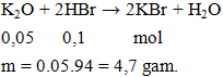 K2O + 2HBr → 2KBr + H2O | Cân bằng phương trình hóa học