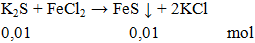 K2S + FeCl2 → FeS ↓ + 2KCl | Cân bằng phương trình hóa học