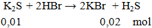 K2S + 2HBr → 2KBr + H2S | Cân bằng phương trình hóa học