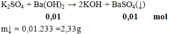 K2SO4 + Ba(OH)2 → 2KOH + Ba SO4(↓) | Cân bằng phương trình hóa học